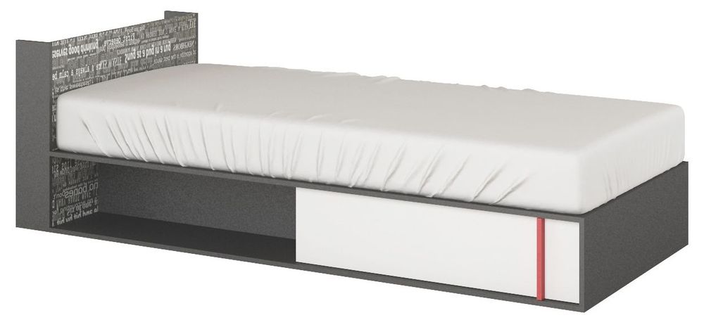 Jacklyn säng med förvaring 90x200 cm - Vit/graphite - Vänstervänd Jacklyn säng med förvaring 90x200 cm - Vit/graphite - Vänstervänd